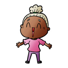 cartoon happy old lady