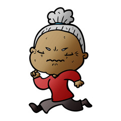 cartoon annoyed old lady