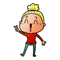 cartoon happy old lady