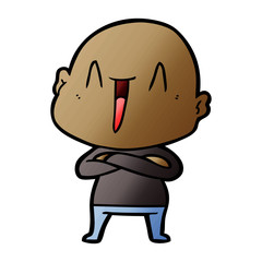 happy cartoon bald man