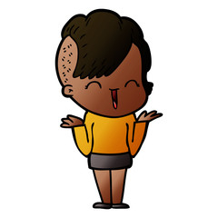 cartoon happy hipster girl