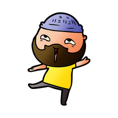 cartoon happy bearded man