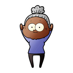 cartoon happy old woman