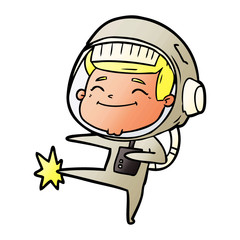 happy cartoon astronaut