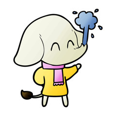 cute cartoon elephant spouting water