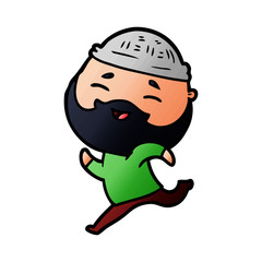 cartoon happy bearded man