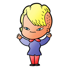 cute cartoon girl with hipster haircut