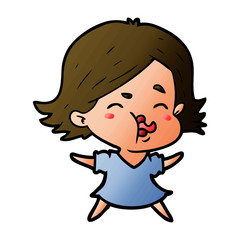 cartoon girl pulling face