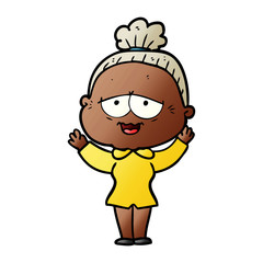 cartoon happy old lady