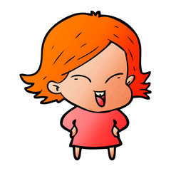 happy cartoon girl