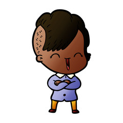 cartoon happy hipster girl