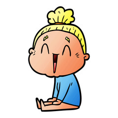 Obraz premium cartoon happy old lady