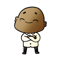 cartoon happy bald man