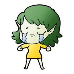 cartoon crying elf girl