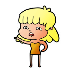 cartoon worried woman