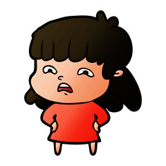 cartoon worried woman