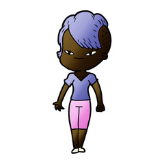 cute cartoon girl with hipster haircut