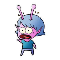 cartoon shocked alien girl