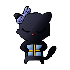 Naklejka premium cute cartoon cat with bow