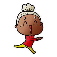 cartoon happy old lady