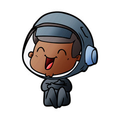happy cartoon astronaut