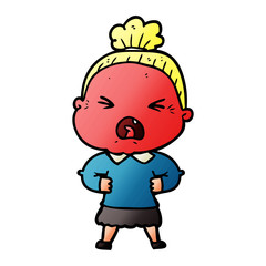 cartoon angry old woman