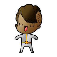 cute cartoon girl with hipster haircut