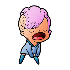 Obraz premium cartoon cool hipster girl talking