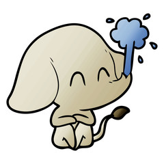 cute cartoon elephant spouting water