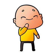 happy cartoon bald man