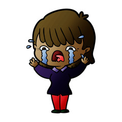 cartoon girl crying