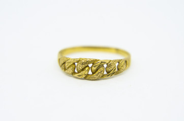 women gold ring isolated on a white background
