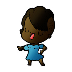 Fototapeta premium cute cartoon girl with hipster haircut