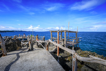 Obraz premium View of Crystal Cove, which is a small island that attracts tourists island hopping near Boracay in the Philippines