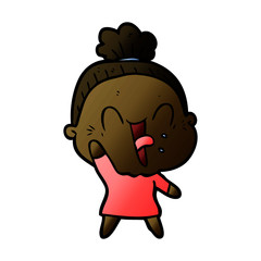 cartoon happy old woman