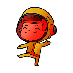 happy cartoon astronaut
