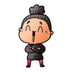 cartoon happy old lady