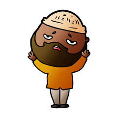 Obraz premium cartoon worried man with beard