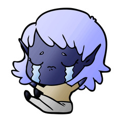 cartoon crying elf girl