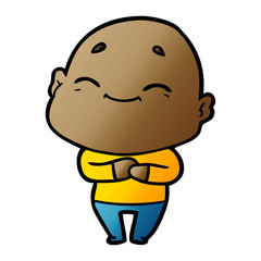 cartoon happy bald man