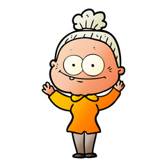 cartoon happy old woman