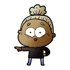 cartoon happy old woman