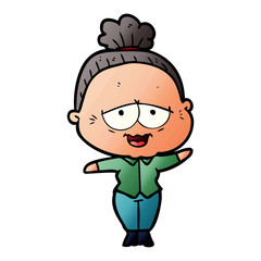 cartoon happy old lady