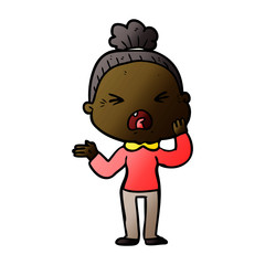 cartoon angry old woman