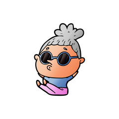 cartoon woman wearing sunglasses