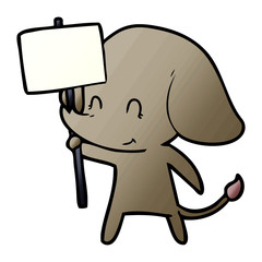 cute cartoon elephant with sign