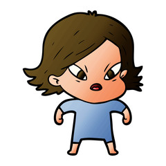 cartoon stressed woman