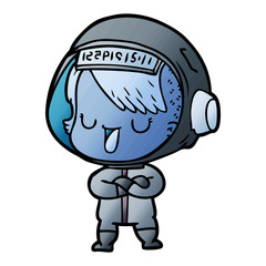 cartoon astronaut woman