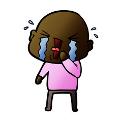 cartoon crying bald man