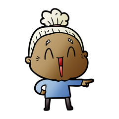 cartoon happy old lady